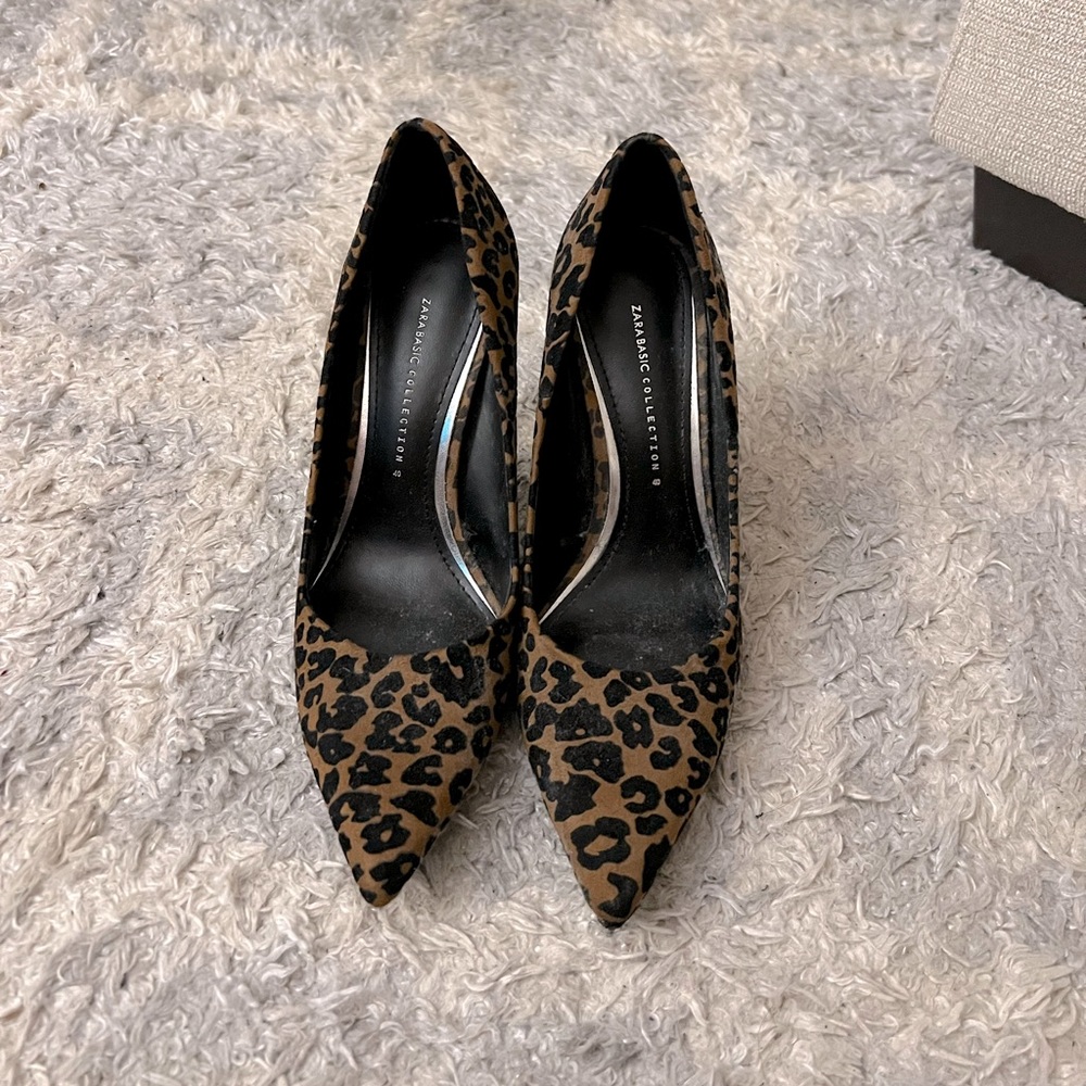 ZARA Leopard Heels Suede Size 40 Brown and Black